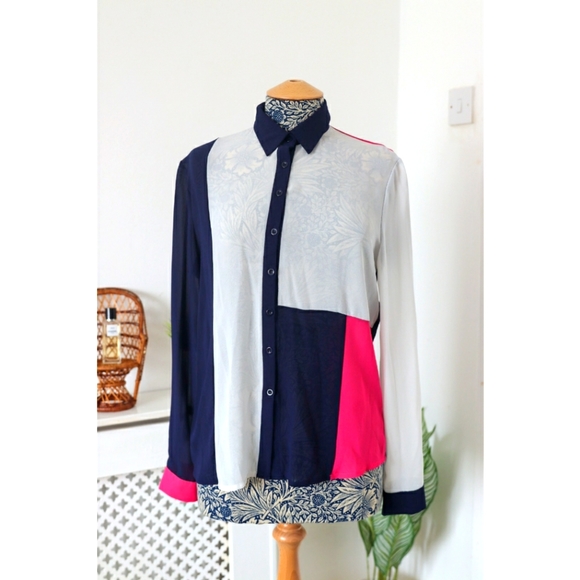 SHEIN Tops - Shein Colourblock Blouse Shirt Size L